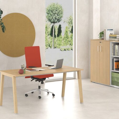 TETRA-A WOOD γραφείο με ξύλινα λοξά πόδια  ΓΡΑΦΕΙΑ ΕΡΓΑΣΙΑΣ